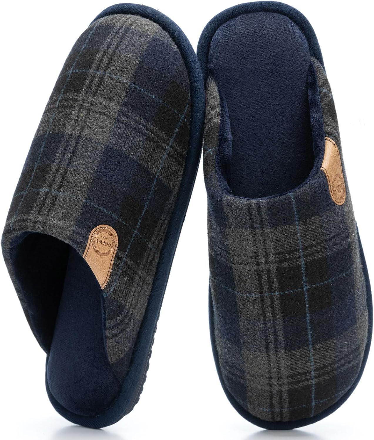 

Мужские тапочки для дома, теплые мягкие хлопковые тапочки для мужчин с эффектом памяти, подарок для мужчин, папы Goewy, синий