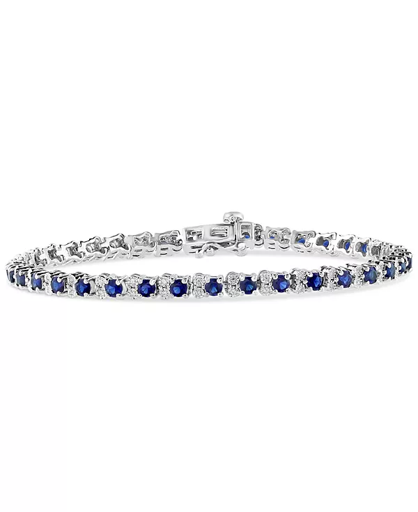 

Теннисный браслет Effy из стерлингового серебра с сапфирами (3-7/8 карата) и бриллиантами (1/4 карата) (также доступен с изумрудами и рубинами) Effy Collection, sapphire