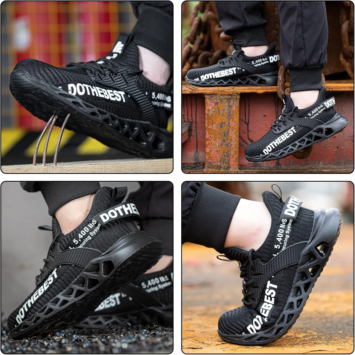 

Кроссовки с металлическим носком Furuian для мужчин и женщин, легкие безопасные обувь, удобные, противопрокольные, без шнурков, неразрушимые рабочие ботинки, черный