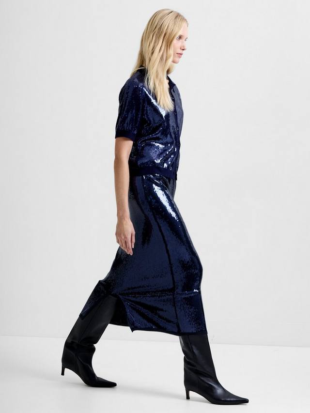 

Юбка миди Hannah Knit с пайетками French Connection, Navy