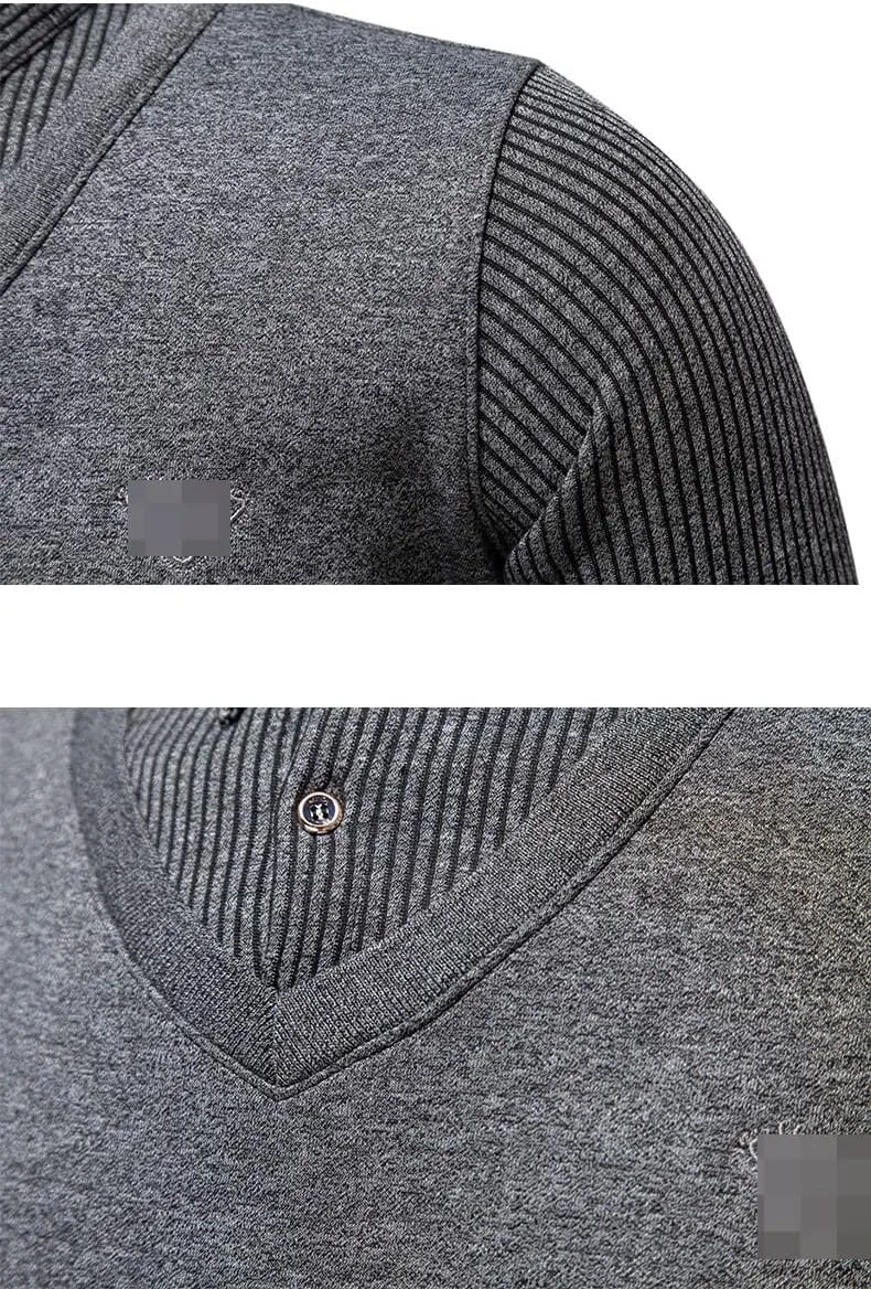 Новый мужской свитер slim fit с воротником-рубашкой — фото 4