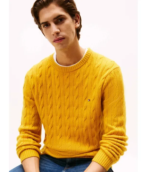 Шерстяной свитер regular fit Tommy Hilfiger, желтый — фото 4