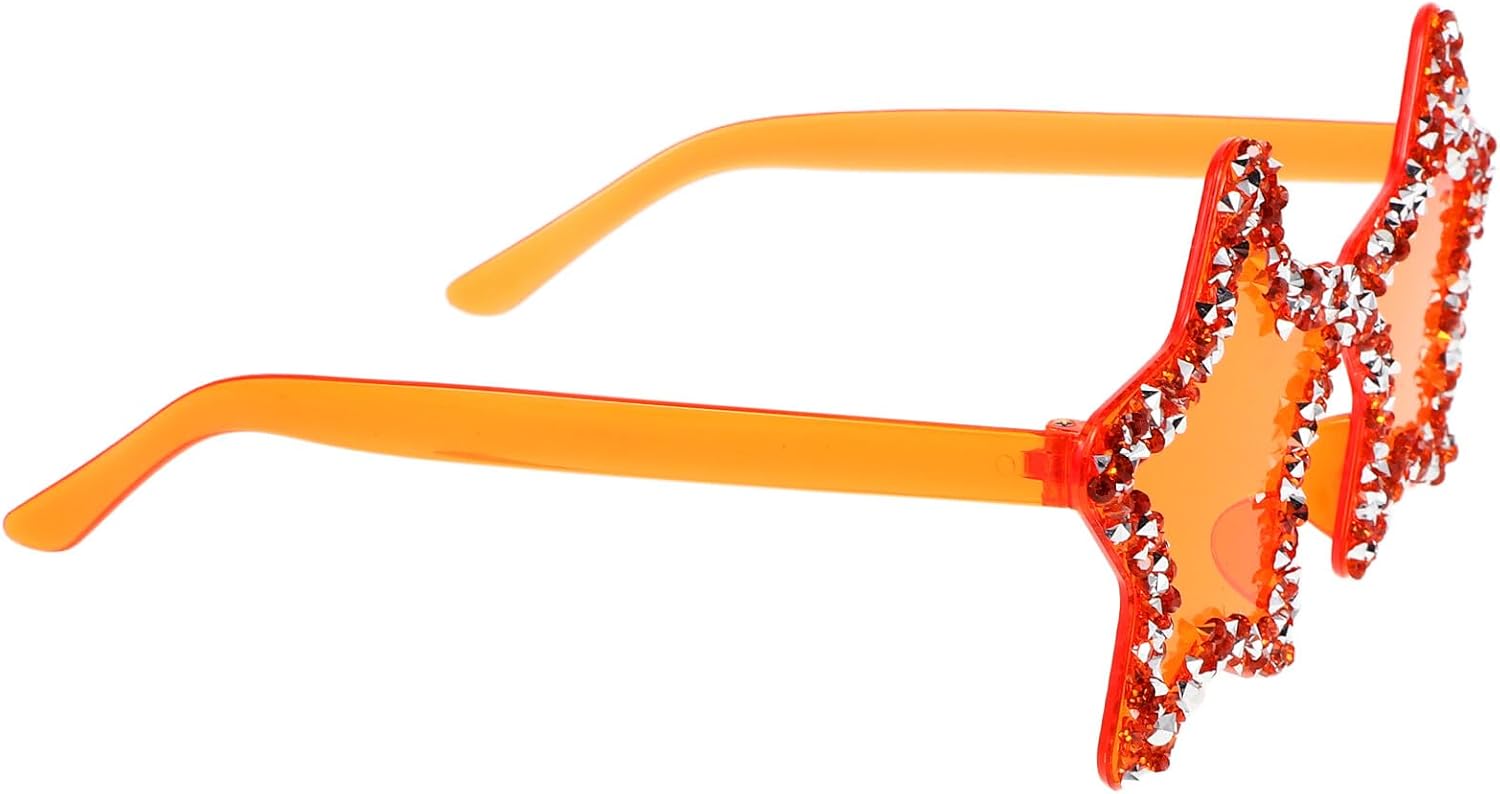 

Солнцезащитные очки NOLITOY без оправы в форме звезды со стразами, уникальные очки оранжевого конфетного цвета для подростков и женщин, модный реквизит для фотосессий в ночном клубе и на улице, Orange