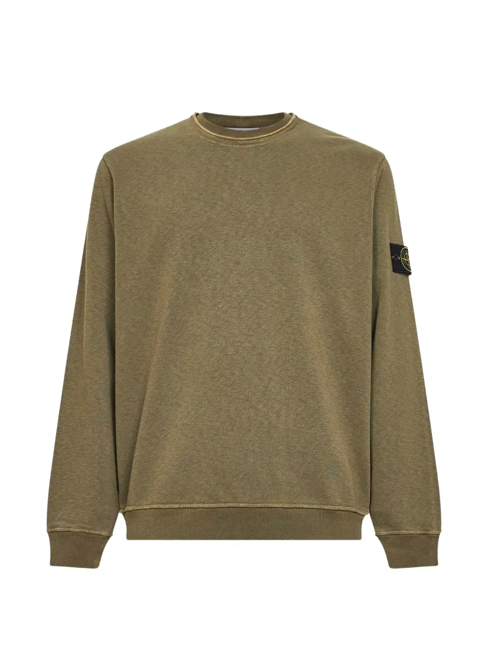 Свитшот в рубчик с нашивкой-логотипом Stone Island, зеленый