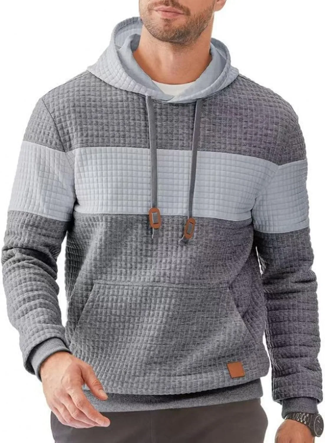 

Свитшот мужской осенний Waffle Knit с капюшоном и карманами