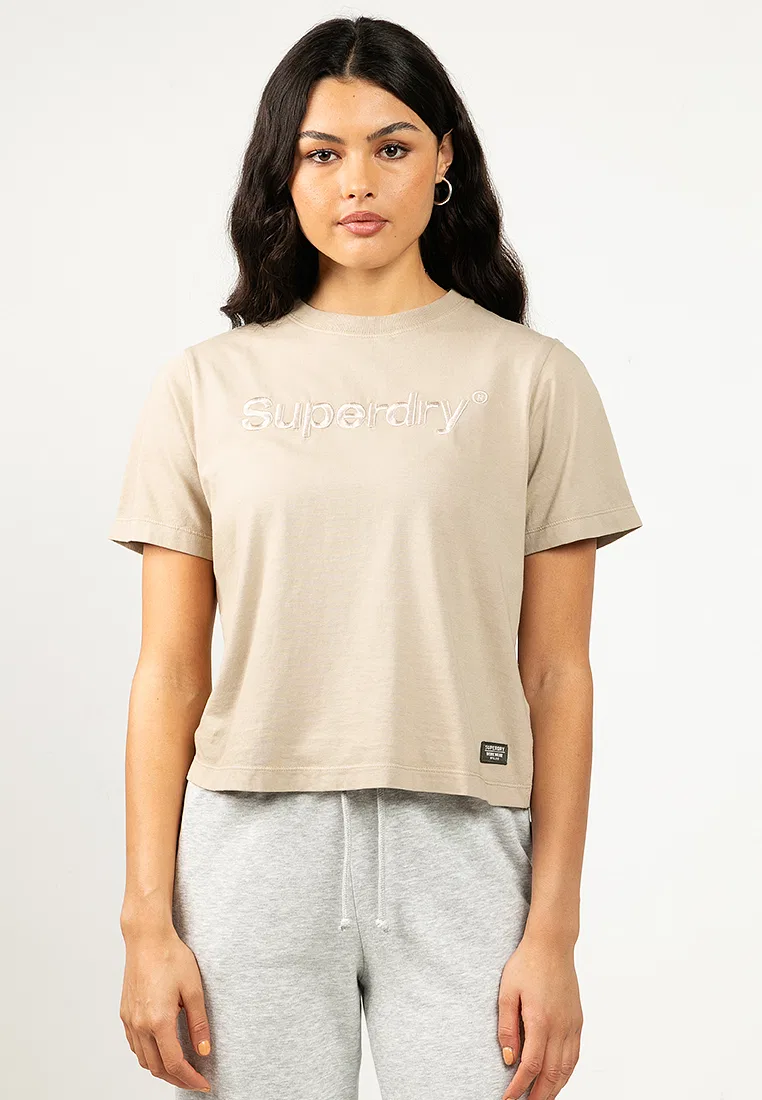 Футболка с вышитым логотипом, свободный крой, Core Logo Superdry, серый