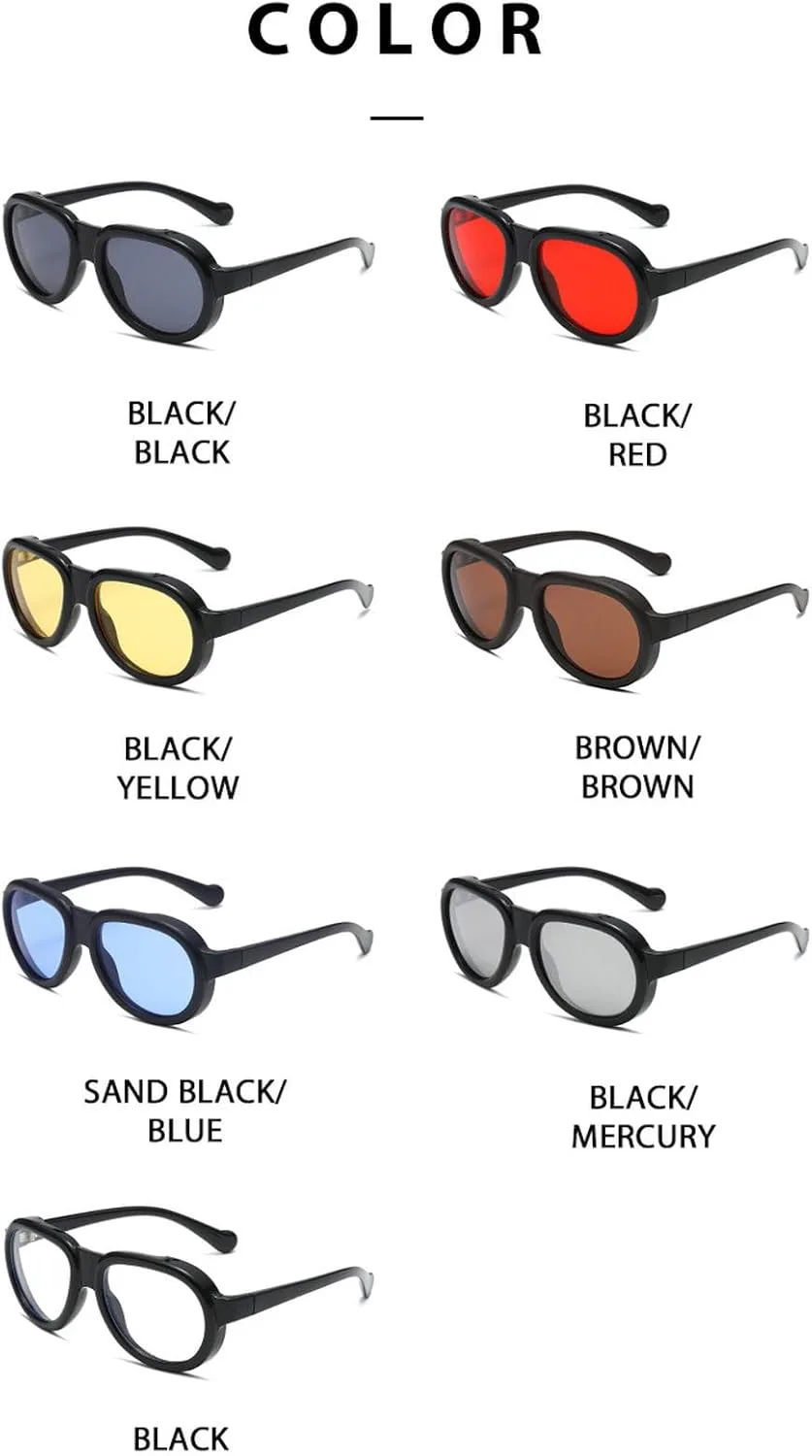 

Модные солнцезащитные очки-пилот для женщин и мужчин, ретро-очки большого размера круглой формы, винтажные очки в стиле 70-х, стильные панк-очки mincl, Black