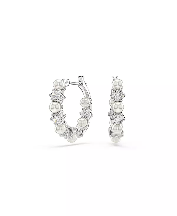 

Серьги-Кольца Matrix с родиевым покрытием круглой огранки Swarovski, white