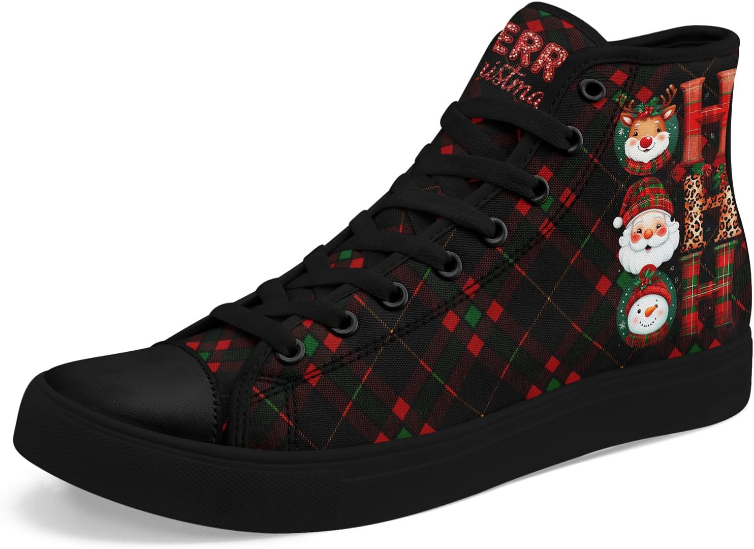 

Кеды на высокой подошве AWSOLE для мужчин и женщин с рождественским дизайном Санта-Клауса и снегом, удобные повседневные шнуровки, белый/черный/красный/бежевый