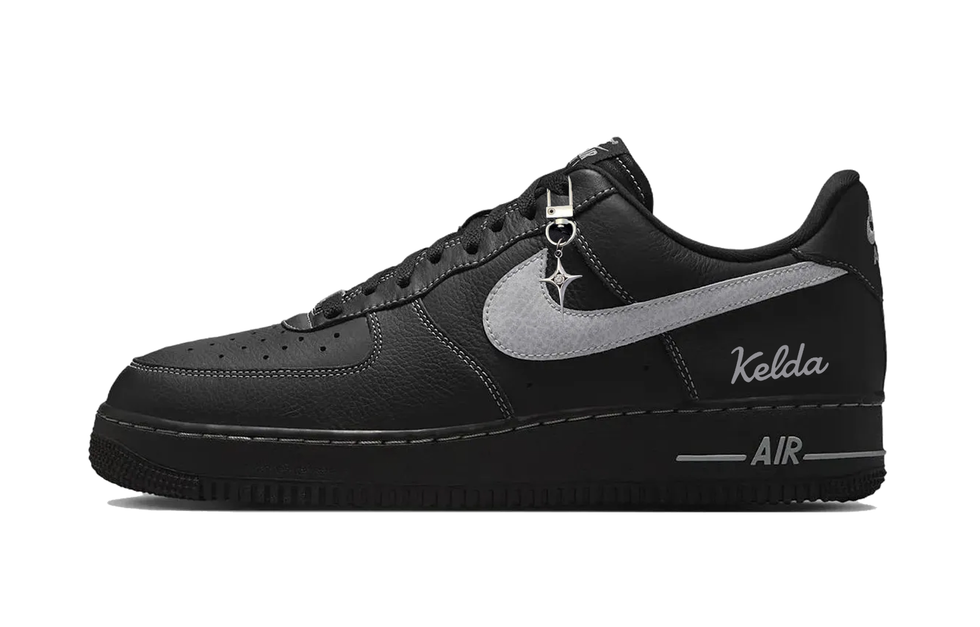 

Nike Кроссовки Air Force 1 Black Warrior Abrasion Resistant Low top Skateboard Shoes Unisex Black Silver
