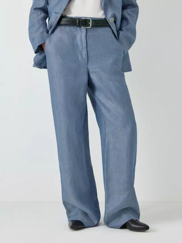 

Брюки John Lewis Straight Fit Linen, цвет blue/twill