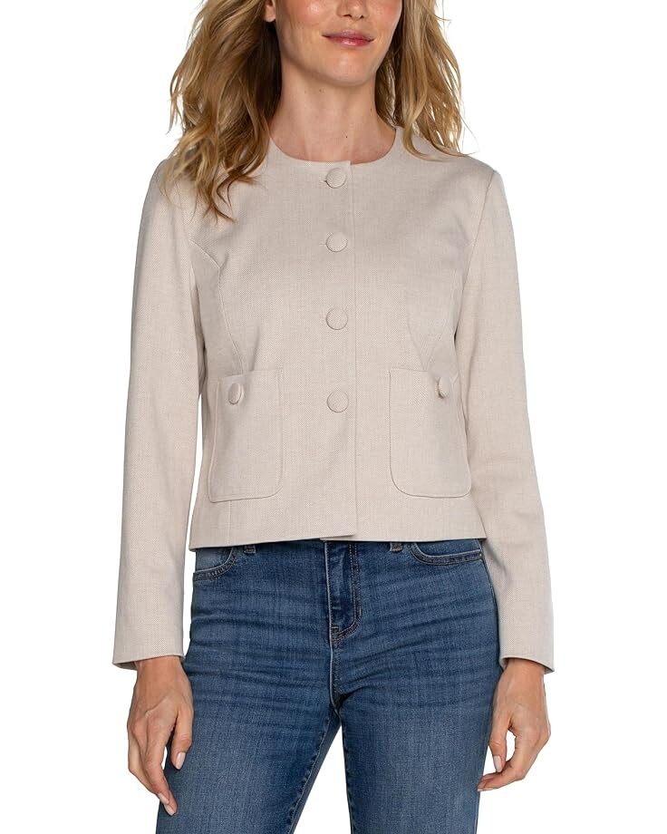 

Куртка Liverpool Los Angeles Boxy Cropped Yarn Dye Knit, цвет Stone/Tan