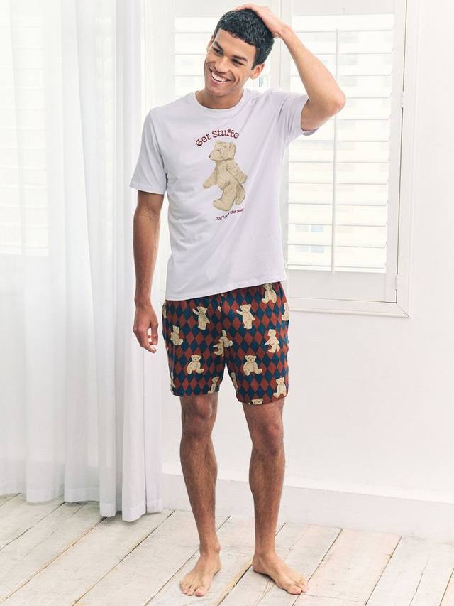 

Пижамный комплект с принтом "аргайл" и мишками Chelsea Peers