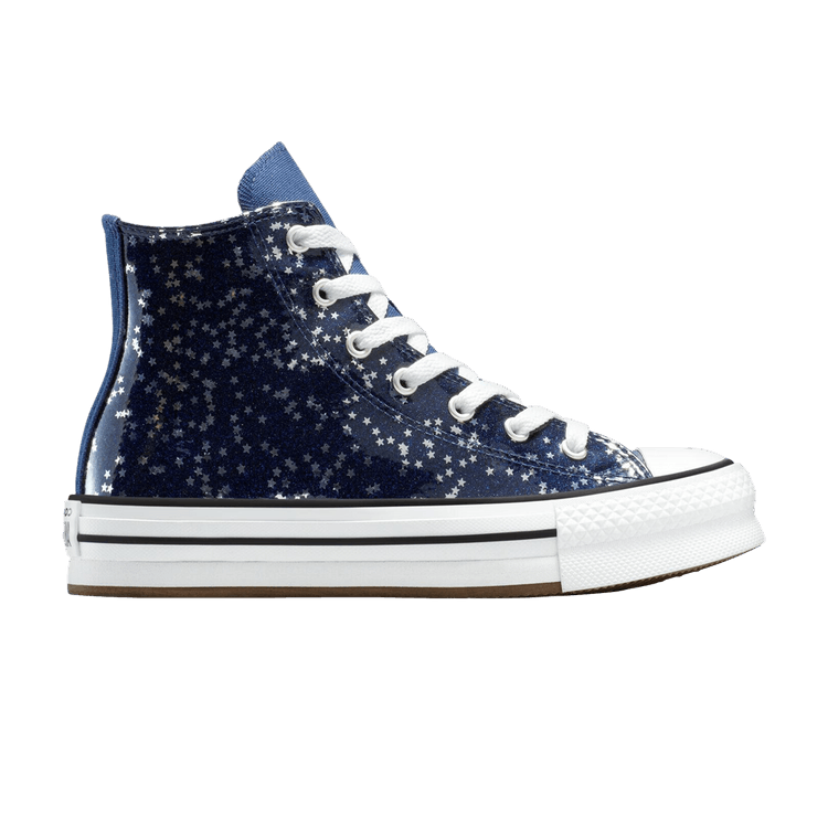 

Кроссовки Converse Chuck Taylor All Star EVA Lift Platform High GS 'Navy Star Glitter', синий