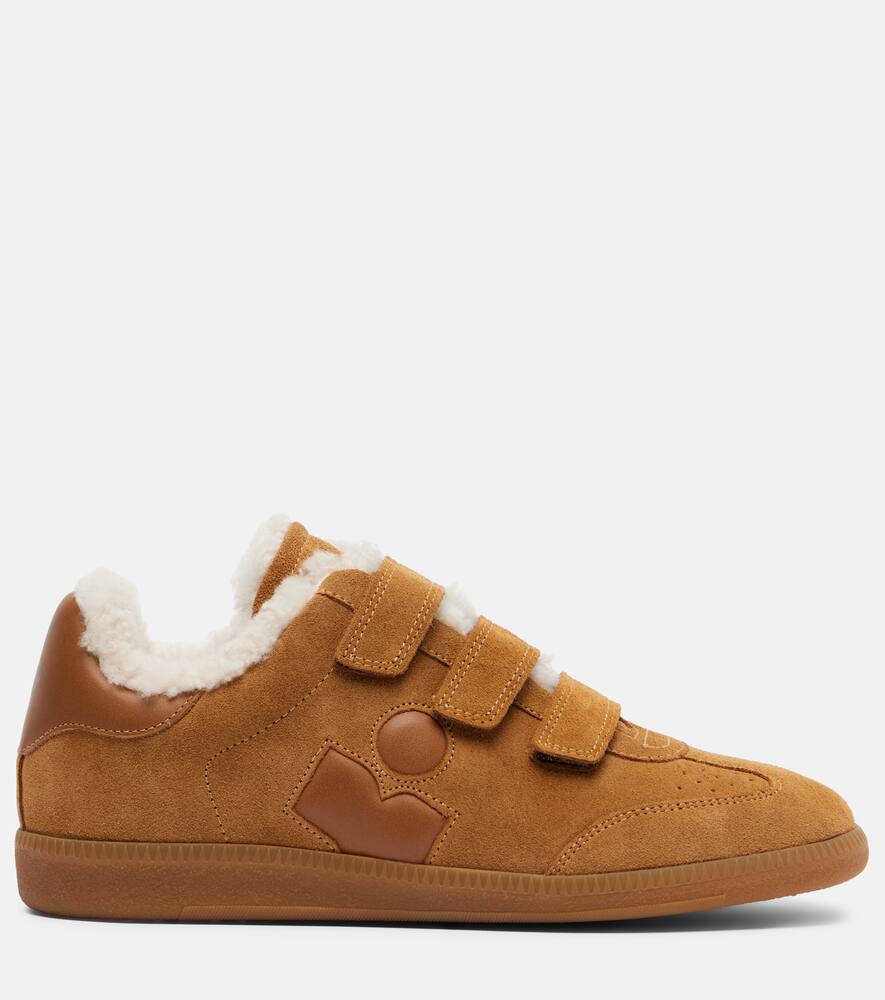 Бет кроссовки из замши с отделкой из овчины Isabel Marant, Cognac/Ecru — фото 4