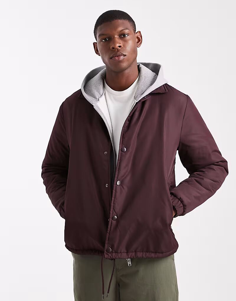 

Укороченная куртка на пуговицах бордового цвета Brave Soul