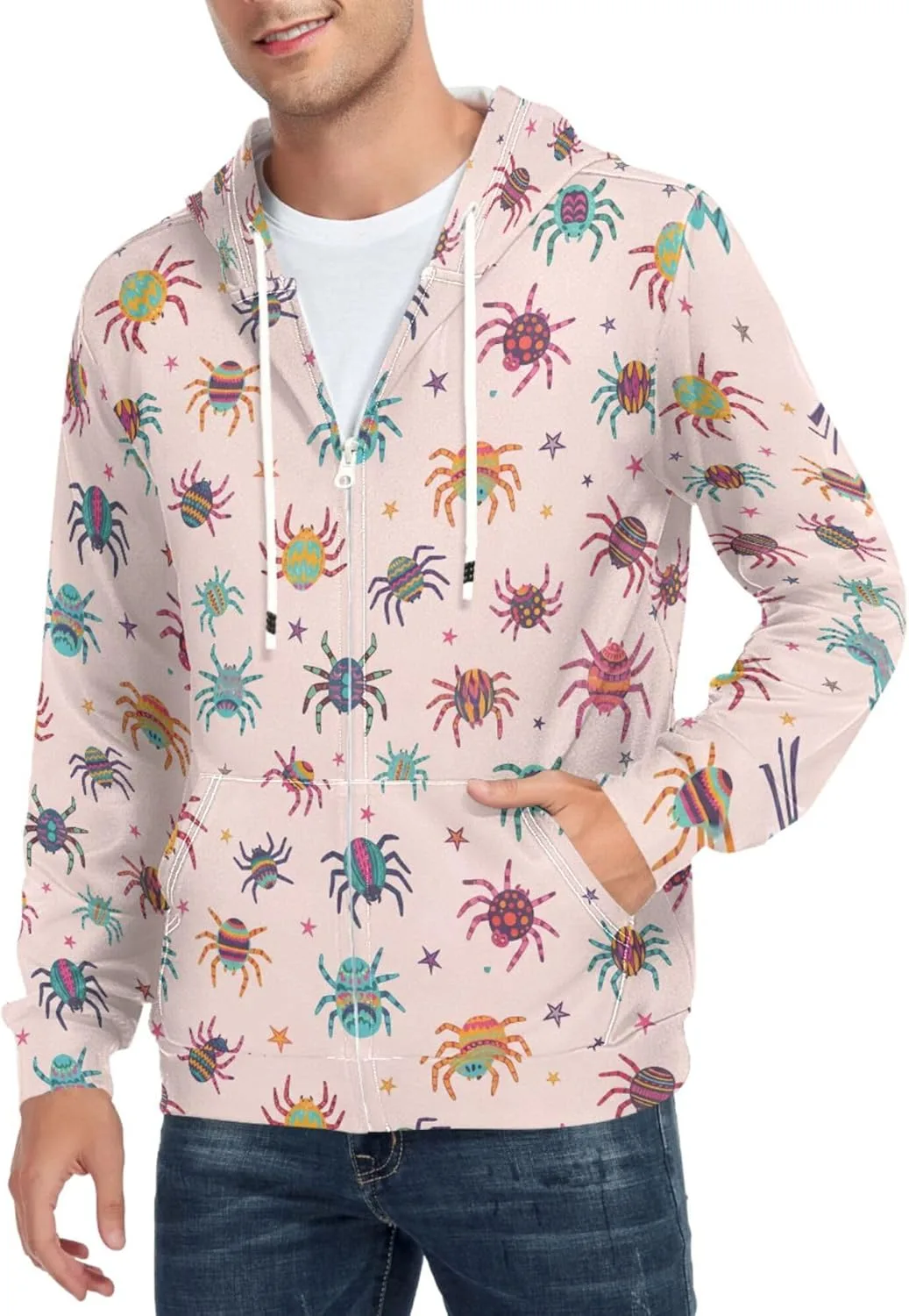 

Мужская толстовка с капюшоном на молнии, длинный рукав, с карманом CUPADA