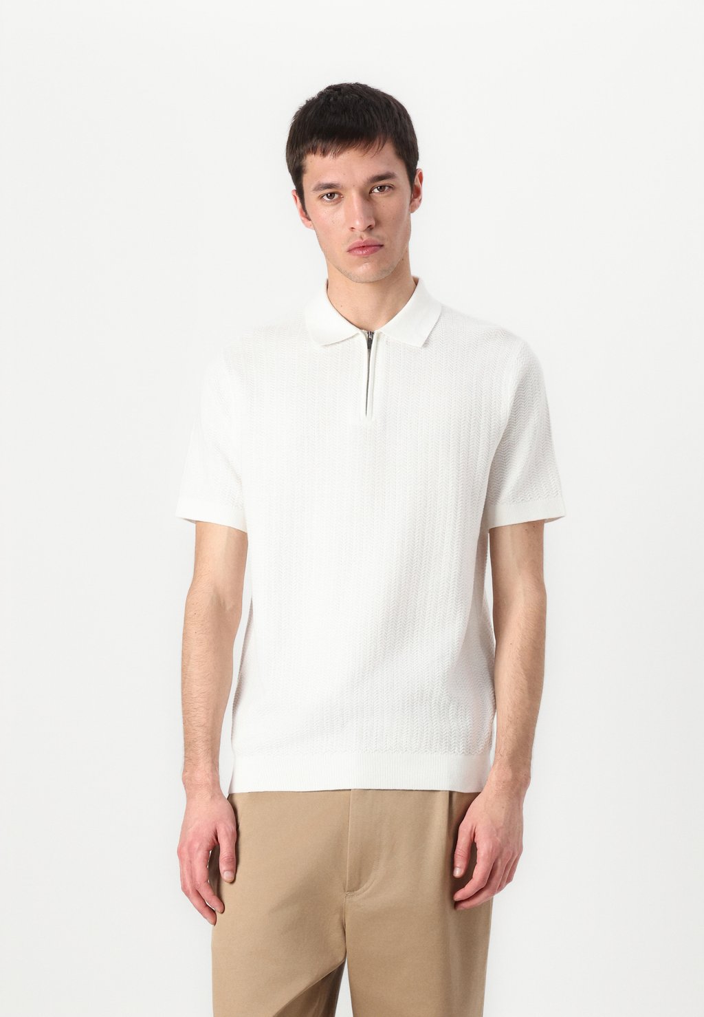 

Поло SLHCRAN STRUCTURE HALF ZIP Selected Homme, слоновая кость