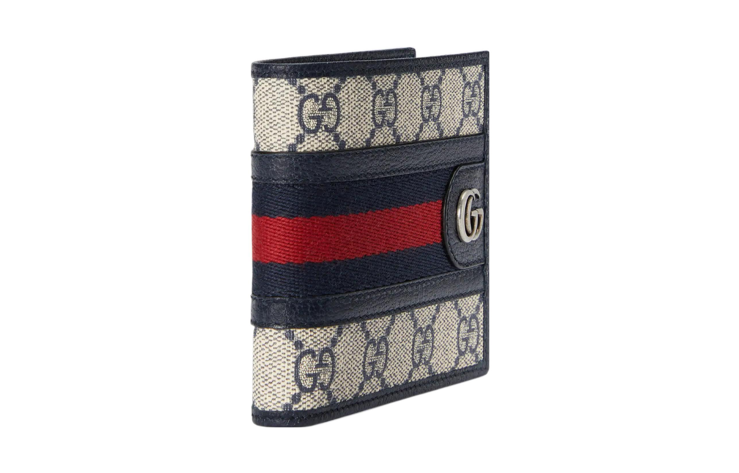 GUCCI Кошелек Ophidia Canvas With Leather для мужчин, синий и бежевый — фото 2
