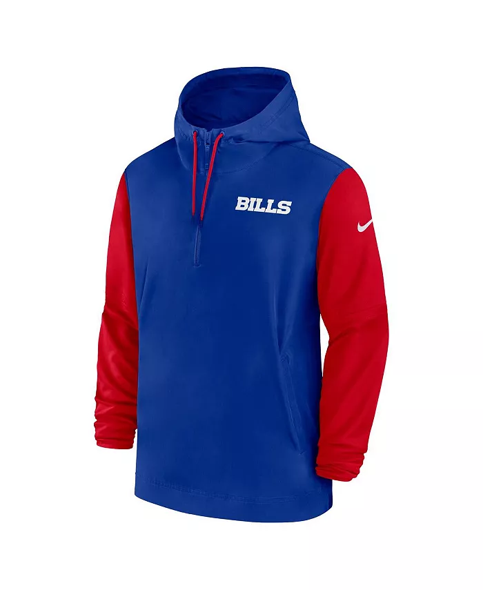 Мужская худи-куртка Buffalo Bills 1/2 молнии для предыгрового выхода на поле, сезон 2024/25, цвет Royal/Red Nike — фото 3