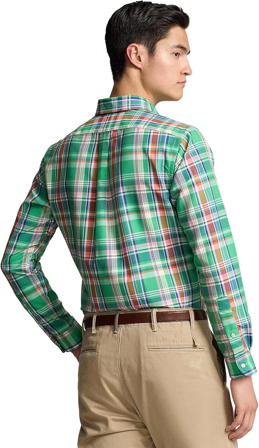 POLO RALPH LAUREN Мужская классическая рубашка Oxford в клетку, Green/Blue Multi — фото 2