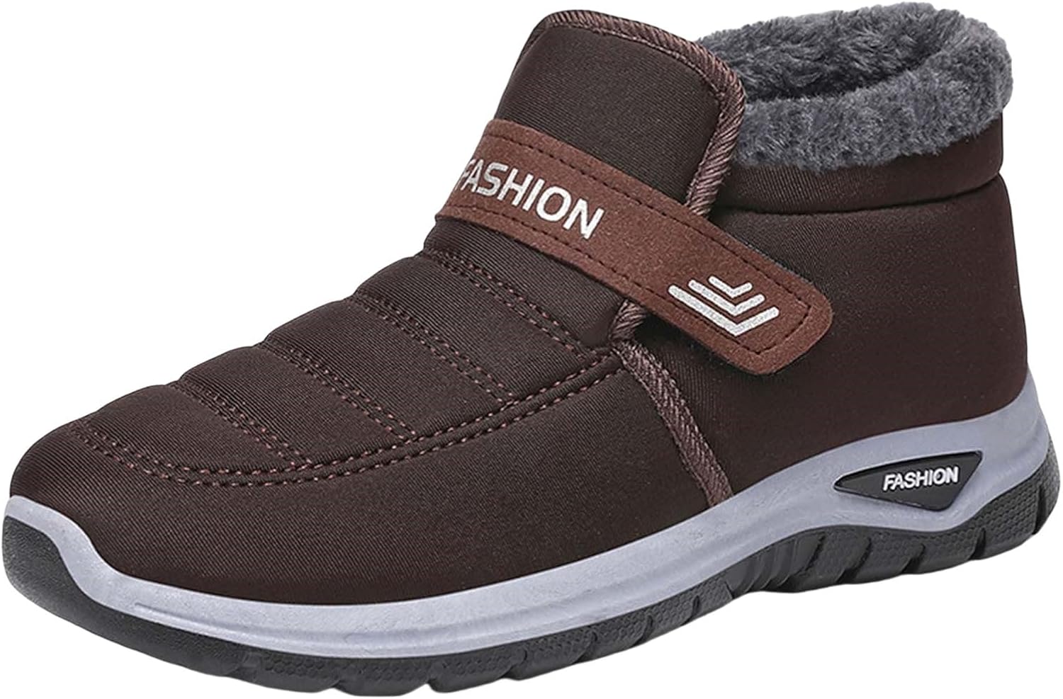 

Мужские и женские зимние ботинки для снега с легкой подошвой, высокой устойчивостью, для ходьбы, на щиколотку, с меховой подкладкой, противоскользящие ботиночки Generic, коричневый