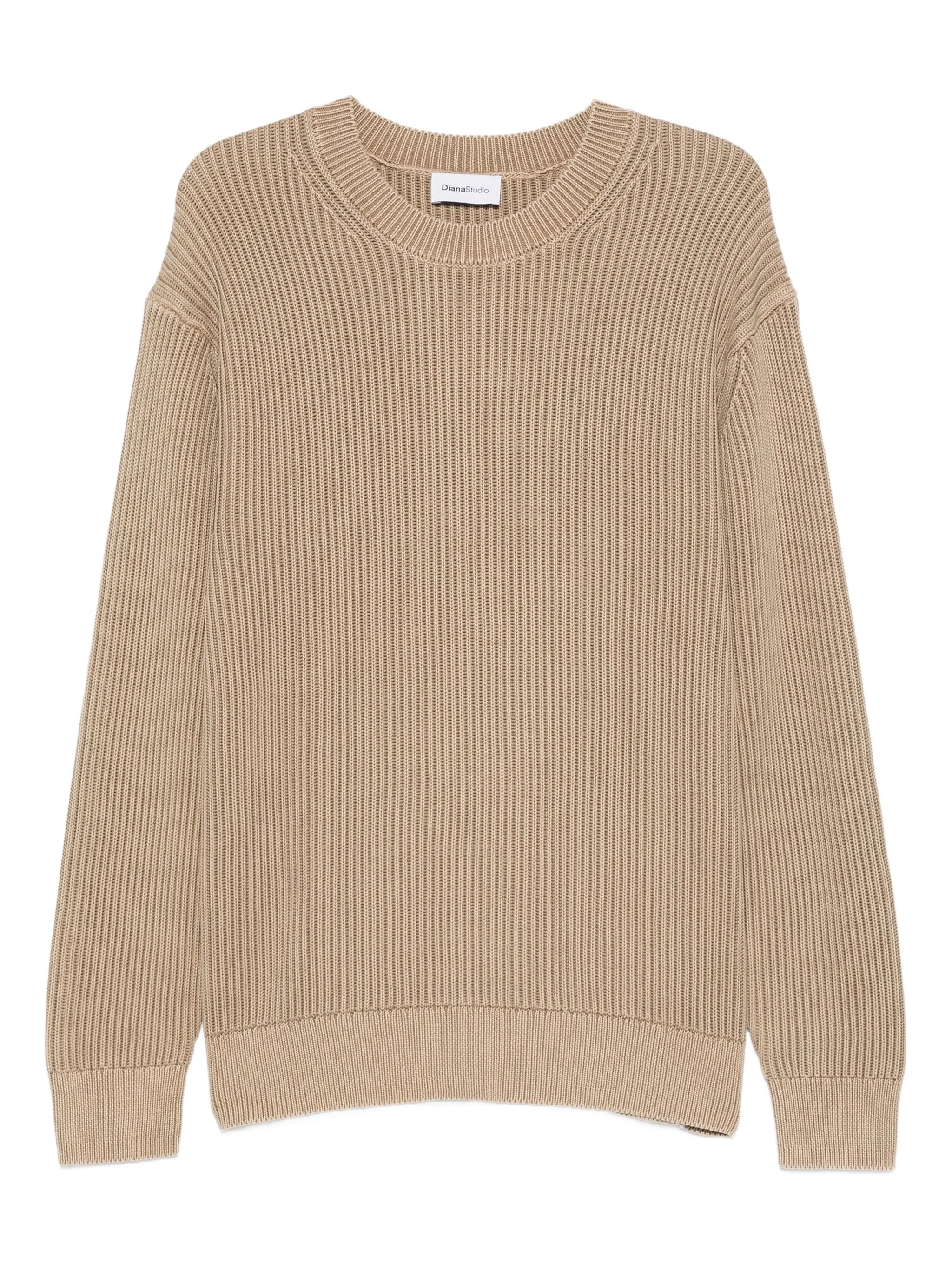 

Свитер в рубчик с круглым вырезом Diana Studio, бежевый