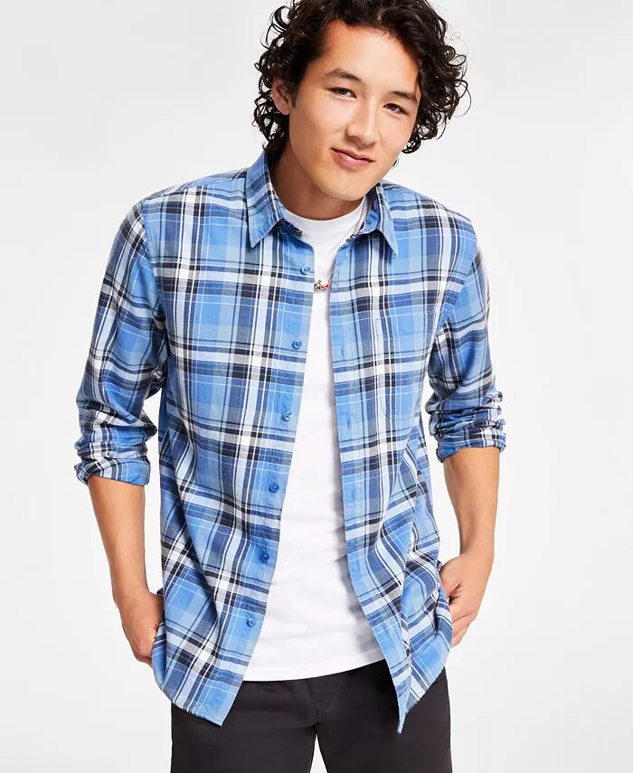 

Мужская рубашка Diego Plaid с длинным рукавом Sun + Stone, синий