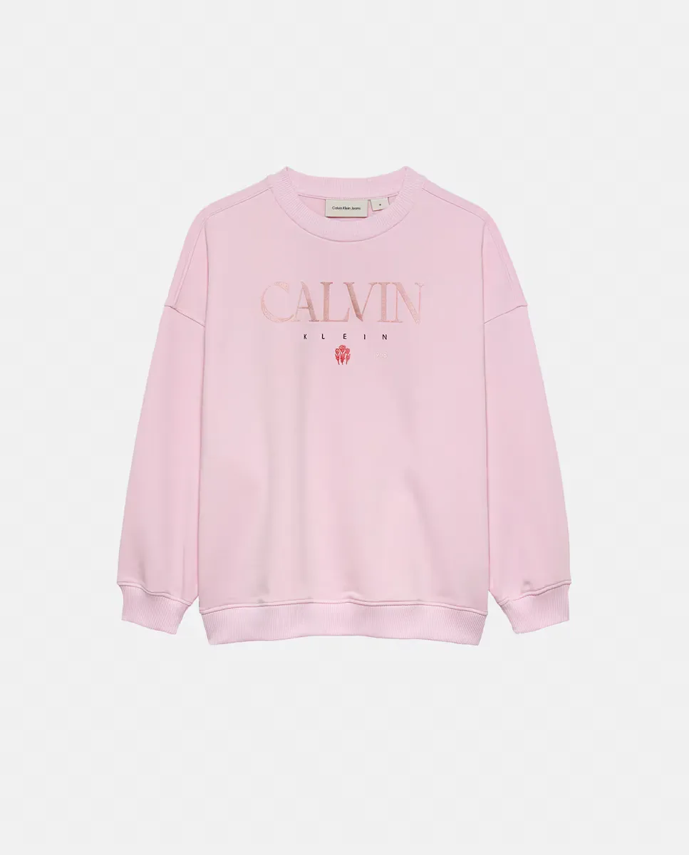 Детский свитер с графическим рисунком Calvin Klein, розовый