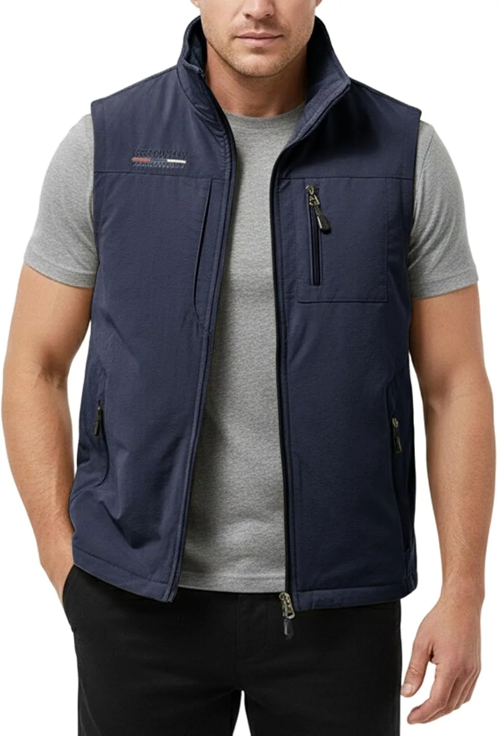 Мужская флисовая жилетка Reversible Zip Up с отложным воротником и карманами - для путешествий и спорта Generic, Sapphire
