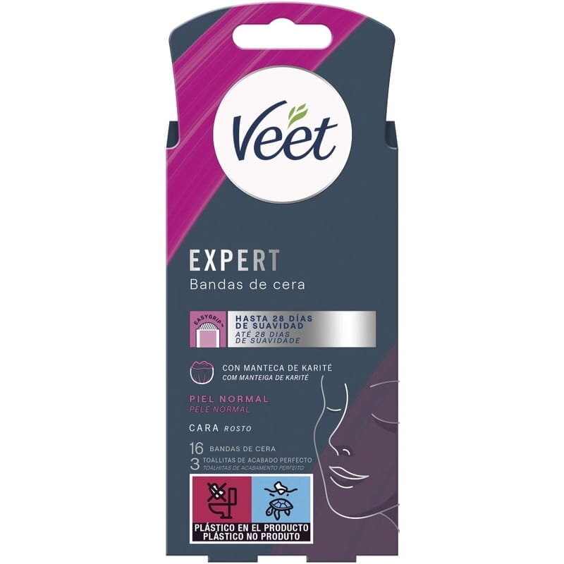 

Veet, Полоски для депиляции лица с маслом ши для нормальной кожи, 16 шт