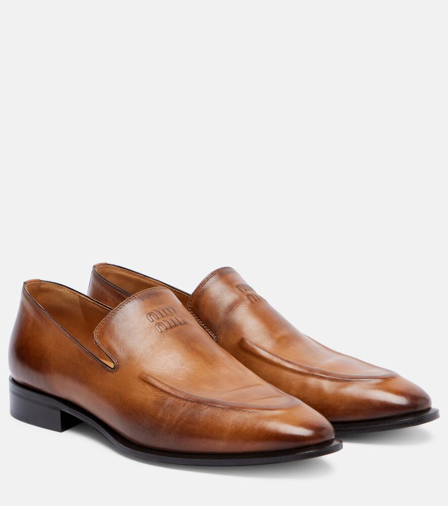 Кожаные лоферы Miu Miu, Cognac