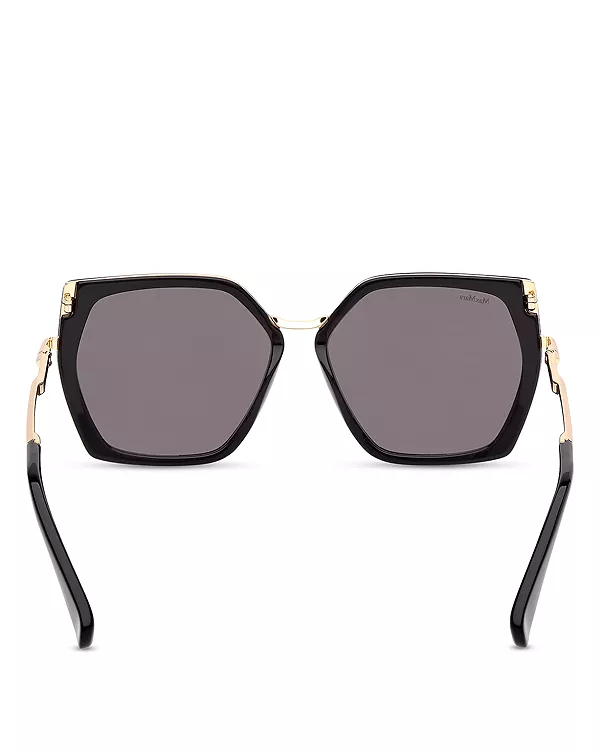 Геометрические солнцезащитные очки Miller, 56 мм Max Mara, черный — фото 4
