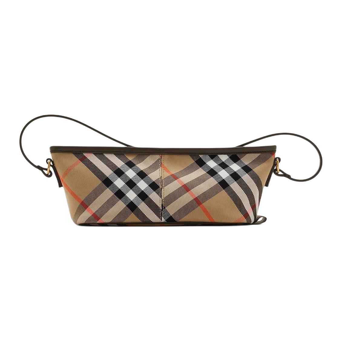 

Burberry Хлопковая мини-сумка через плечо с деталями из овчины женская песочная