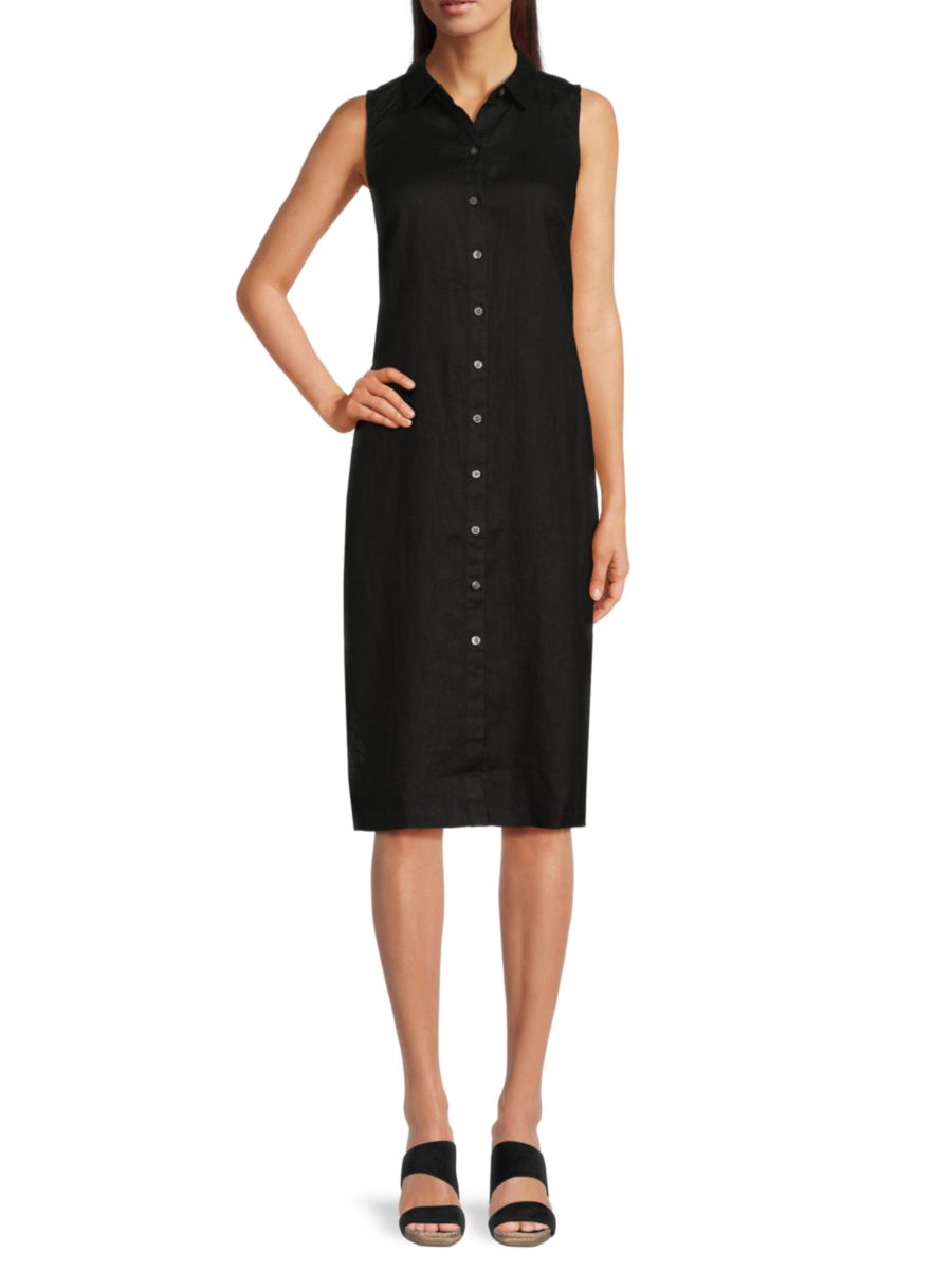 

Платье-рубашка миди из льна Two Palms Tommy Bahama, черный