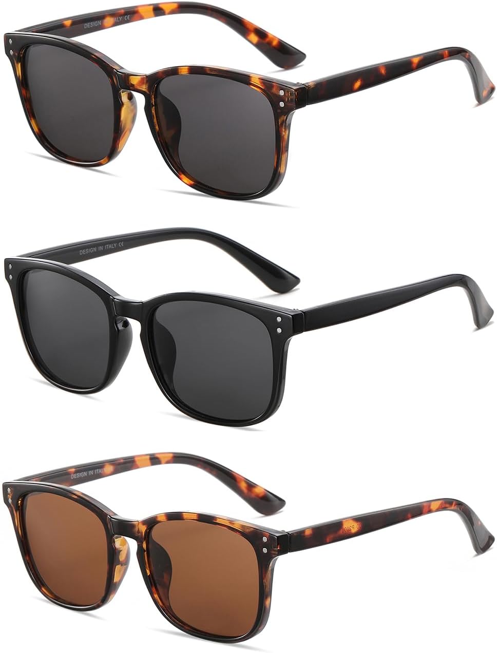 

Поляризованные солнцезащитные очки для женщин в классическом ретро-стиле с модным дизайном, защита от УФ-излучения UV 400 (3 шт.) NCLLCE, A5 Dark Tortoise Grey+black Grey+tortoise Brown(3 Pack)