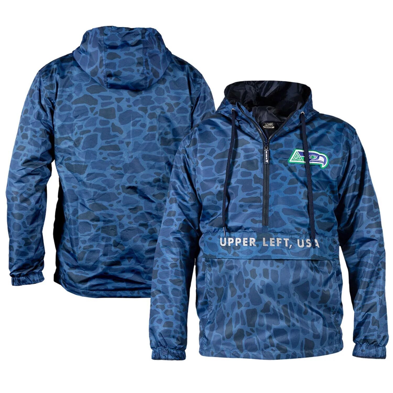 

Мужская синяя куртка с камуфляжным принтом и полумолнией THE GREAT PNW Seattle Seahawks, Синий, Мужская синяя куртка с камуфляжным принтом и полумолнией THE GREAT PNW Seattle Seahawks