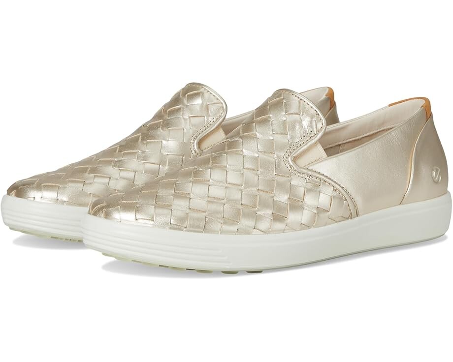 Кроссовки ECCO Soft 7 Woven Slip-On 3.0 Sneaker, цвет Pure White Gold