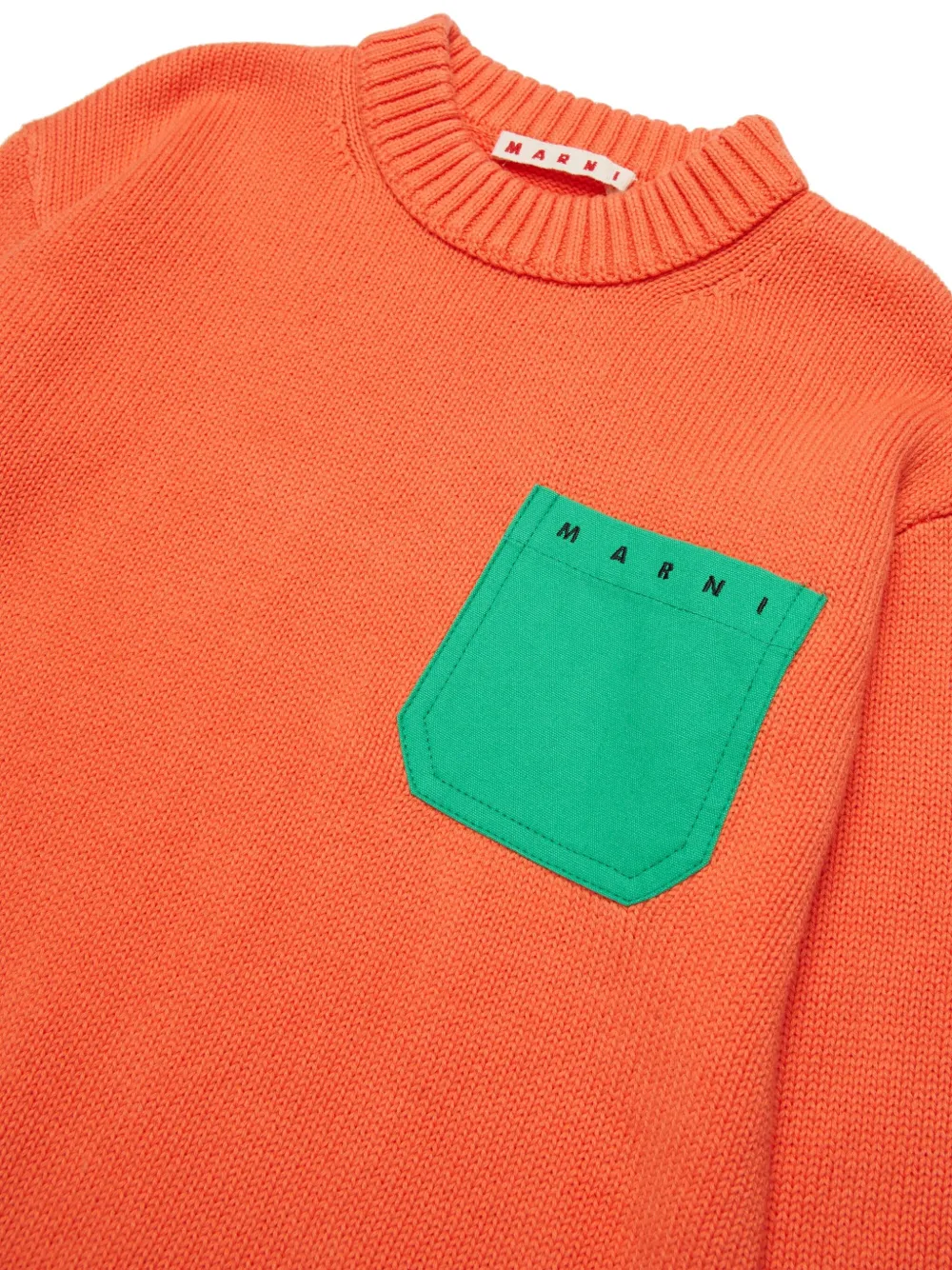 Свитер с нагрудным карманом Marni Kids, оранжевый — фото 4