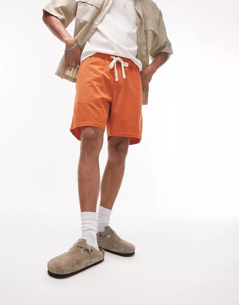 Оранжевые повседневные вельветовые шорты Topman