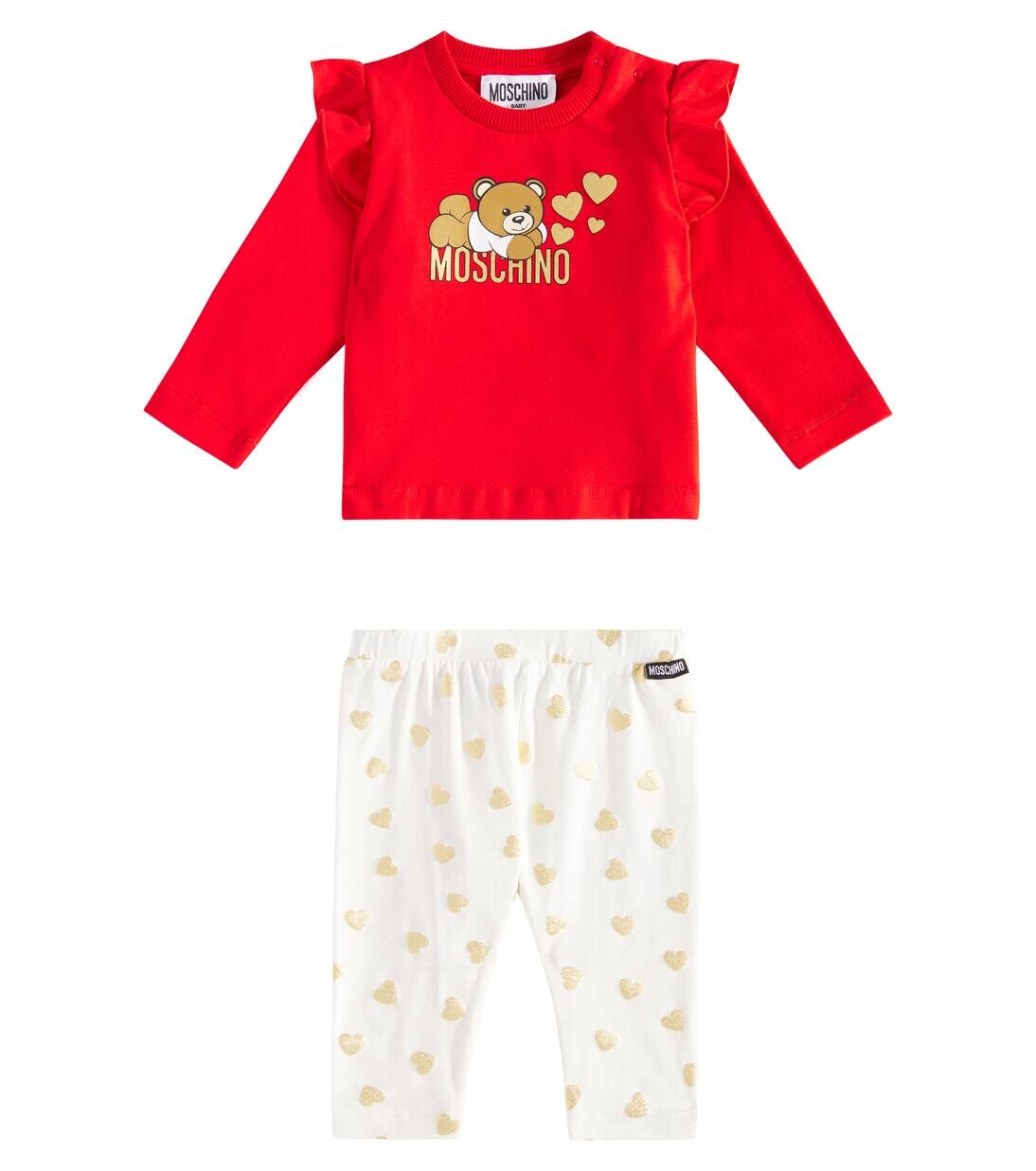 

Комплект из топа и штанов для малышей Moschino Kids, цвет poppy red