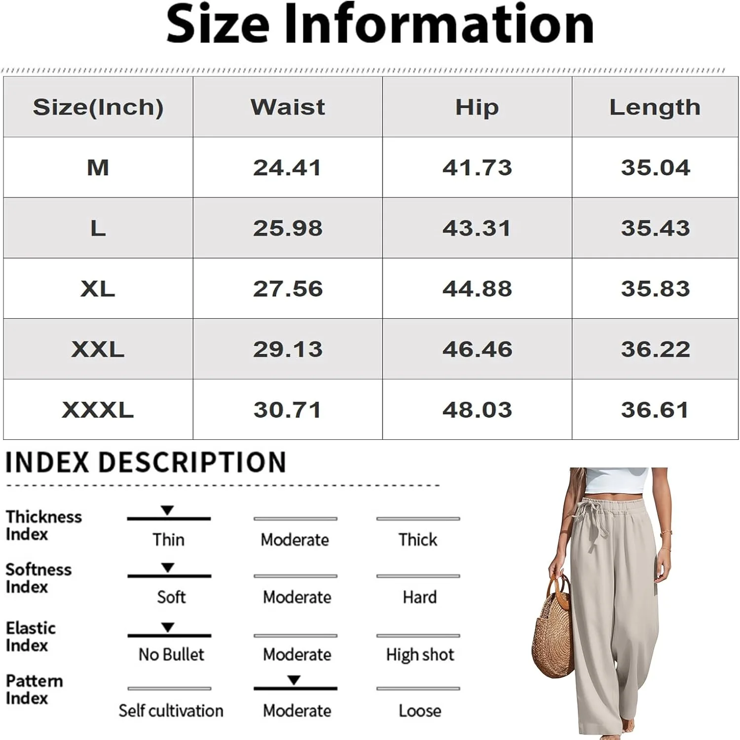 Женские летние повседневные брюки на шнуровке, широкие штанины, эластичный пояс, ретро-брюки, эластичные брюки для пляжного отдыха Generic, Complexion — фото 4