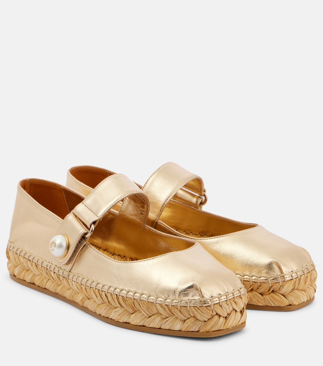 Эспадрильи из фаянсовой кожи с эффектом металлик Jimmy Choo, золотой