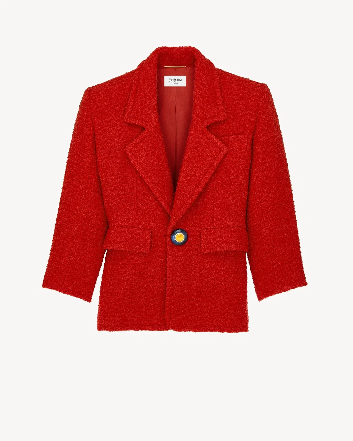 Однобортный жакет из твида Saint Laurent, красный