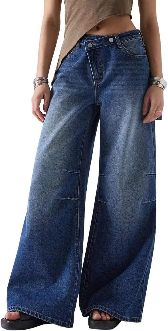 

Женские джинсы с высокой талией и широкими штанинами TACSTRUN