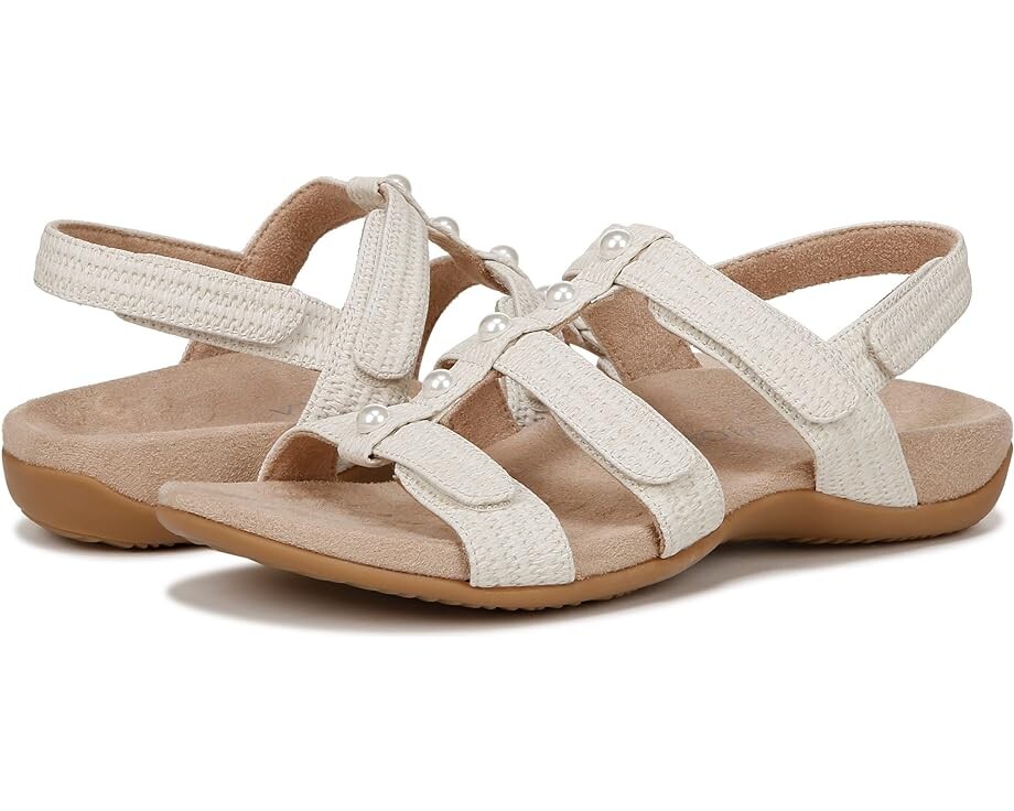 

Сандалии VIONIC Amber Pearl Ankle Straps, цвет Cream White Faux Leather