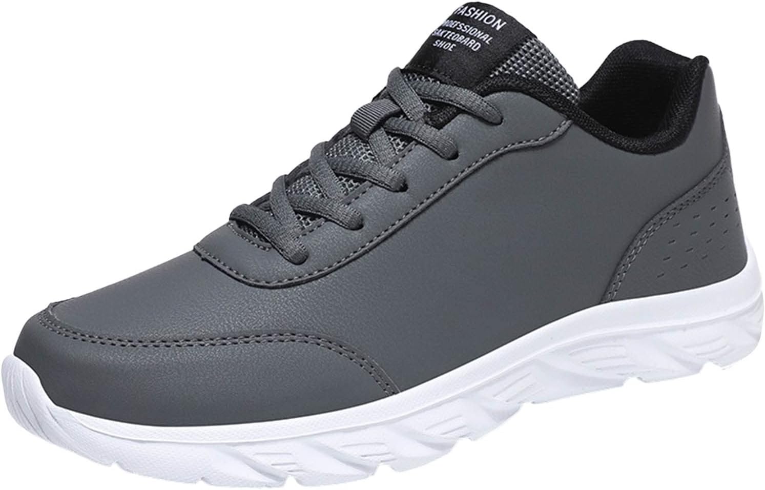 

Нескользящие туфли для мужчин, шнуровка, дышащие, легкие кожаные кроссовки, удобные дышащие кроссовки на молнии Generic, серый