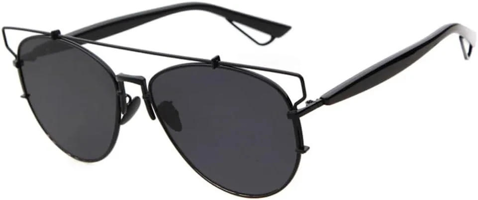 

Женские солнцезащитные очки-пилот из металла с двойной перемычкой, мужские модные винтажные очки «кошачий глаз» с защитой от УФ-излучения UV400 UJNHGQ, C1