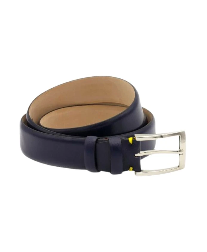 

Ремень из гладкой кожи с декоративной строчкой. Bgents, синий