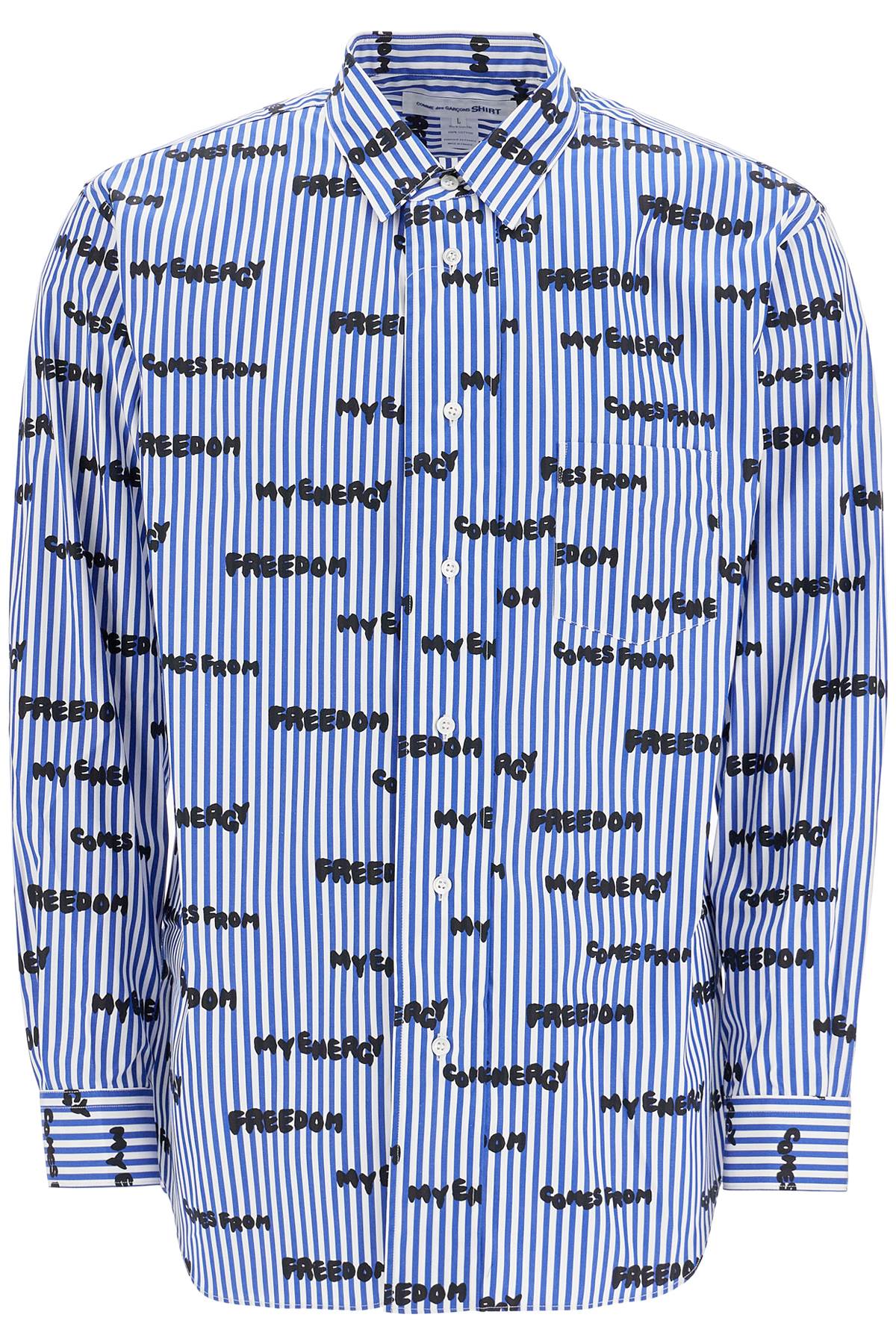 

Comme Des Garcons Shirt Мужская полосатая рубашка с принтом, синий